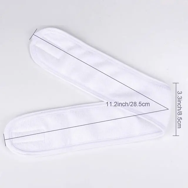 Alt view image 2 of 7 - Whaline Spa Headband 4 Pcs White Makeup Hair Band Facial Head Wrap Hair Tie | Stretchy Terry Cloth Spa Headband for Face Wash Bath Makeup and Sport