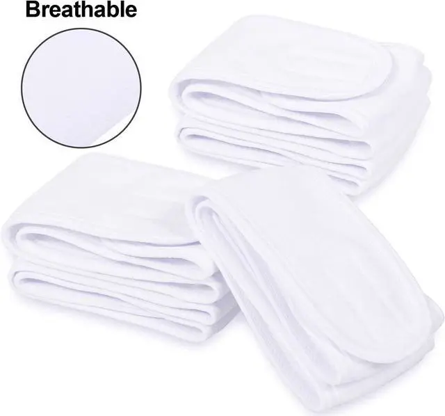 Alt view image 3 of 7 - Whaline Spa Headband 4 Pcs White Makeup Hair Band Facial Head Wrap Hair Tie | Stretchy Terry Cloth Spa Headband for Face Wash Bath Makeup and Sport