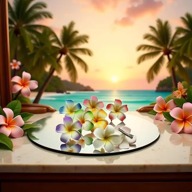 Alt view image 6 of 7 - 4Pcs White and Pink Hawaiian Frangipani Plumeria Foam Head Flower Clips,Bridal Wedding Party Beach Hair Clip Hair Clips Hair Accessories(7cm)