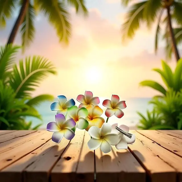 Alt view image 7 of 7 - 4Pcs White and Pink Hawaiian Frangipani Plumeria Foam Head Flower Clips,Bridal Wedding Party Beach Hair Clip Hair Clips Hair Accessories(7cm)