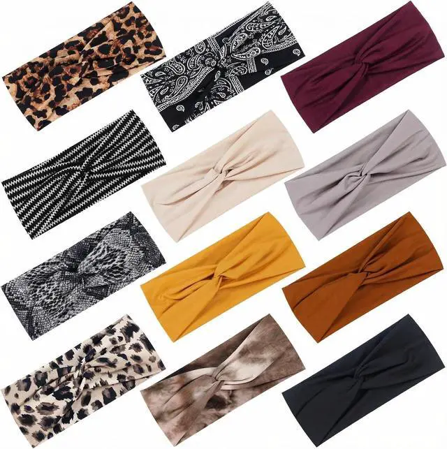 Main image of Tyfthui 12 Pack Headbands for Women, Fashionable Sports Hairbands, Elastic Wide Headbands Non Slip Workout Yoga Sport Headbands for Women (Color A)