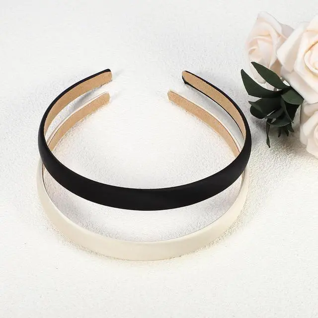 Alt view image 5 of 7 - VOCOSTE 2Pcs Satin Headbands, Anti-Slip Solid Headband, Black&White | 0.63 Inch Wide, Stays Put Without Pulling, No Ear Pinching, No Head Tightness, Comfortable, Versatile for Daily Use