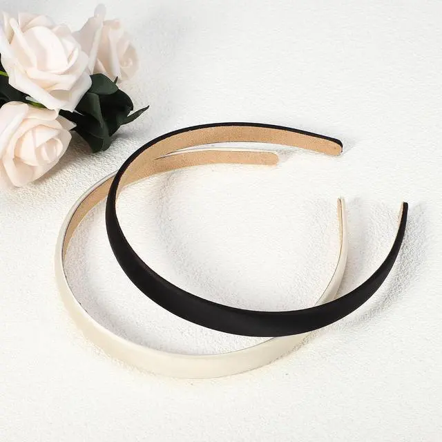 Alt view image 7 of 7 - VOCOSTE 2Pcs Satin Headbands, Anti-Slip Solid Headband, Black&White | 0.63 Inch Wide, Stays Put Without Pulling, No Ear Pinching, No Head Tightness, Comfortable, Versatile for Daily Use