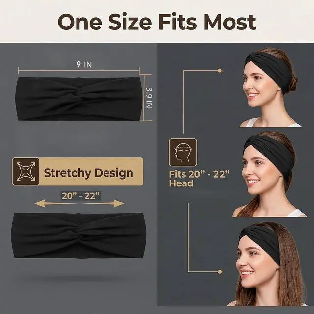 Alt view image 3 of 7 - 12 Pcs Stretchy Sport Headbands for Women,Absorbed Sport Headband Soft Twist Knotted Headbands for Yoga, Workout Daily Life