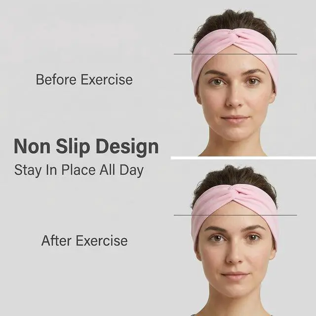 Alt view image 5 of 7 - 12 Pcs Stretchy Sport Headbands for Women,Absorbed Sport Headband Soft Twist Knotted Headbands for Yoga, Workout Daily Life