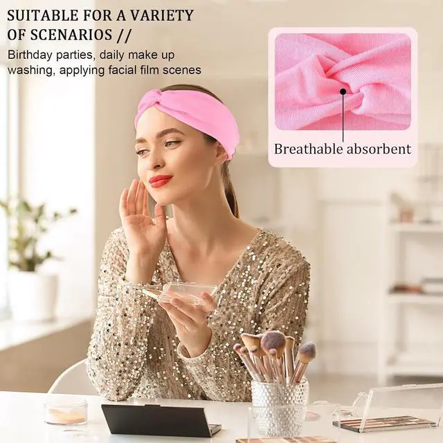 Alt view image 6 of 7 - 12 Pcs Stretchy Sport Headbands for Women,Absorbed Sport Headband Soft Twist Knotted Headbands for Yoga, Workout Daily Life