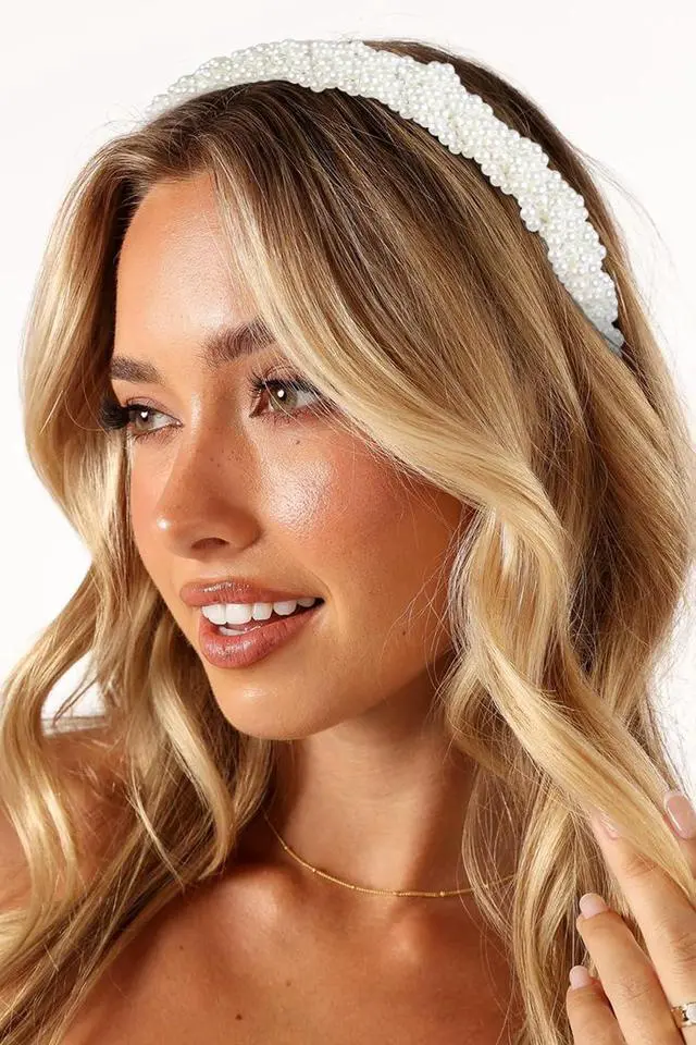 Alt view image 2 of 7 - WOVOWOVO Thin Pearl Headbands for Women, 2 Packs Non Slip Hairbands Comfortable Boho Head Bands for Long and Short Hair, Braided Pearls Headband Hair Accessories