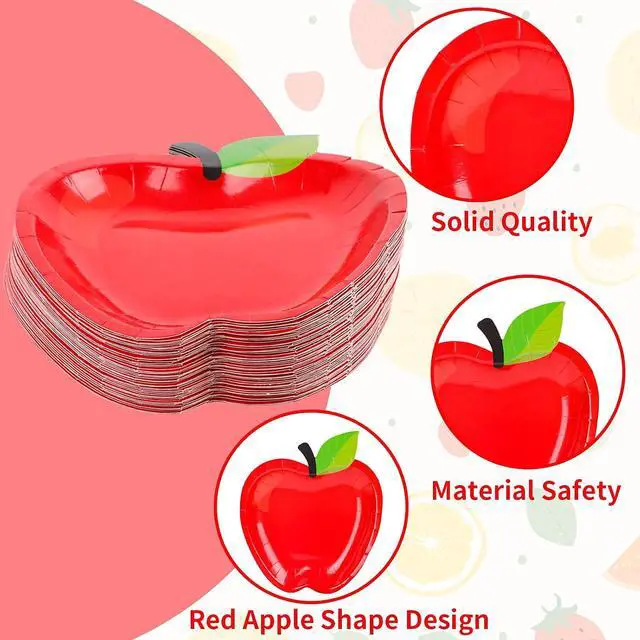 Alt view image 3 of 7 - FOIMAS 50pcs Apple Shaped Paper Plates,Back to School Plates First Day of School Disposable Tableware Plate for Back to School Teacher Appreciation Party Supply