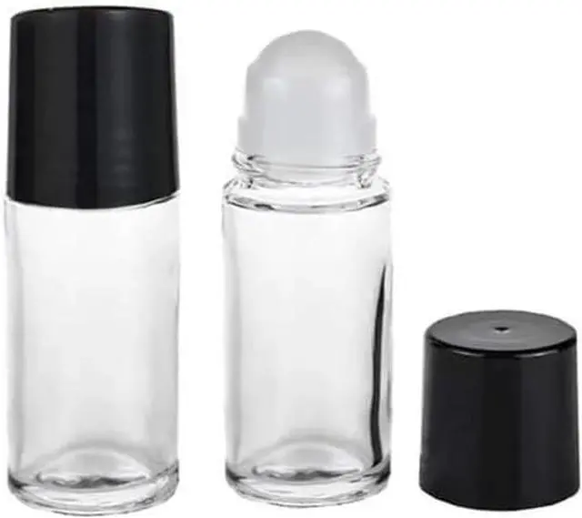 Main image of 2Pcs Black Clear Empty Glass Essential Oil Roller Bottles Vials Containers Refillable Roll-on Bottles with Refillable Containers Tools and Accessories (30ML)