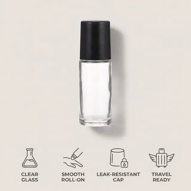 Alt view image 2 of 7 - 2Pcs Black Clear Empty Glass Essential Oil Roller Bottles Vials Containers Refillable Roll-on Bottles with Refillable Containers Tools and Accessories (30ML)