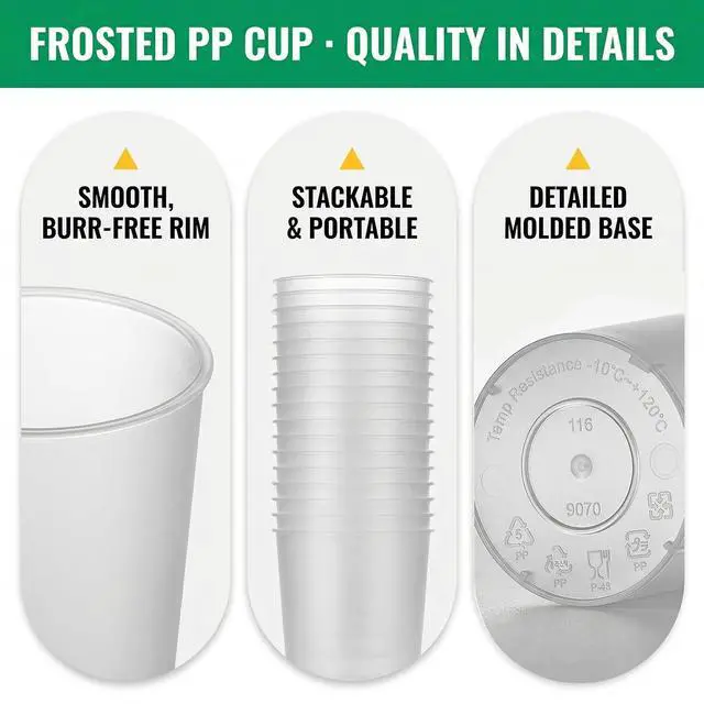 Alt view image 3 of 7 - Disposable Frosted Hard Plastic Boba Tea Cups, 16 24 oz Bulk Plastic Cups For Bubble MilkTea Coffee Hot&Cold Drinks Shop Business (24oz, 20pack without lids)