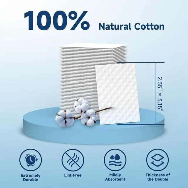 Alt view image 2 of 6 - Cotton Pads, 100% Pure Cotton and Lint Free, 200 Count, Cotton Rounds for Face, Natural for Makeup Remover, Nail Polish Remover, Suitable for All Skin Types