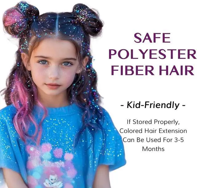 Alt view image 6 of 6 - IDN BEAUTY Hair Tinsel Clip In Green Sparkle Hair Extensions 24 Inch 6pcs