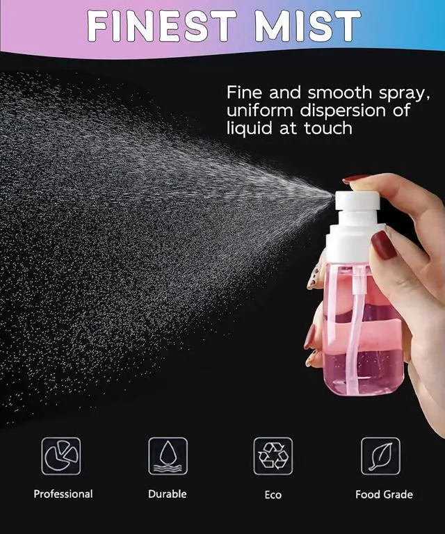 Alt view image 2 of 7 - 6 Pack Small Spray Bottles - Travel Size 3 Pack 1oz/30ml and 3 Pack 2oz/60ml with 3pcs Funnels, Fine Mist Mini Plastic Refillable Spray Bottles - Pink