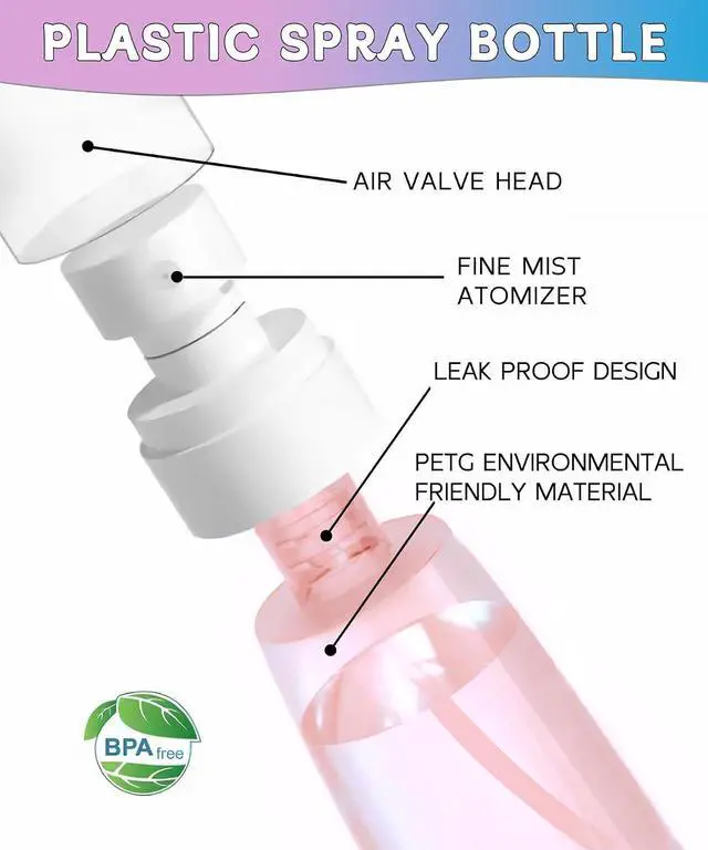 Alt view image 5 of 7 - 6 Pack Small Spray Bottles - Travel Size 3 Pack 1oz/30ml and 3 Pack 2oz/60ml with 3pcs Funnels, Fine Mist Mini Plastic Refillable Spray Bottles - Pink