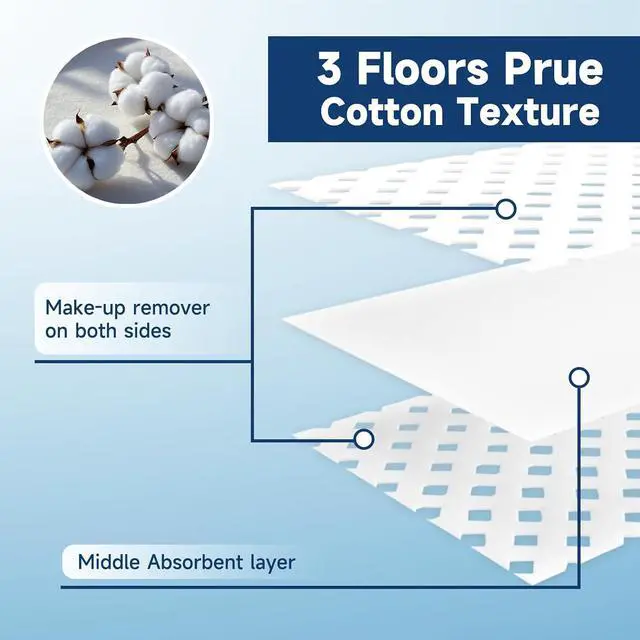 Alt view image 3 of 6 - Cotton Pads, 100% Pure Cotton and Lint Free, 200 Count, Cotton Rounds for Face, Natural for Makeup Remover, Nail Polish Remover, Suitable for All Skin Types