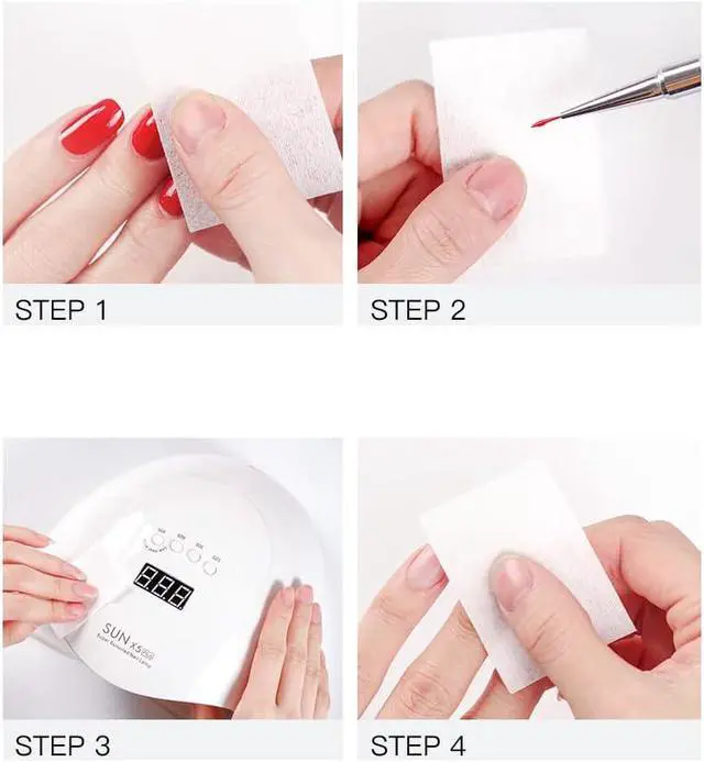 Alt view image 4 of 7 - Gel Nail Polish Remover Cotton Pads, Lint Free Nail Wipes, (540, Pink)