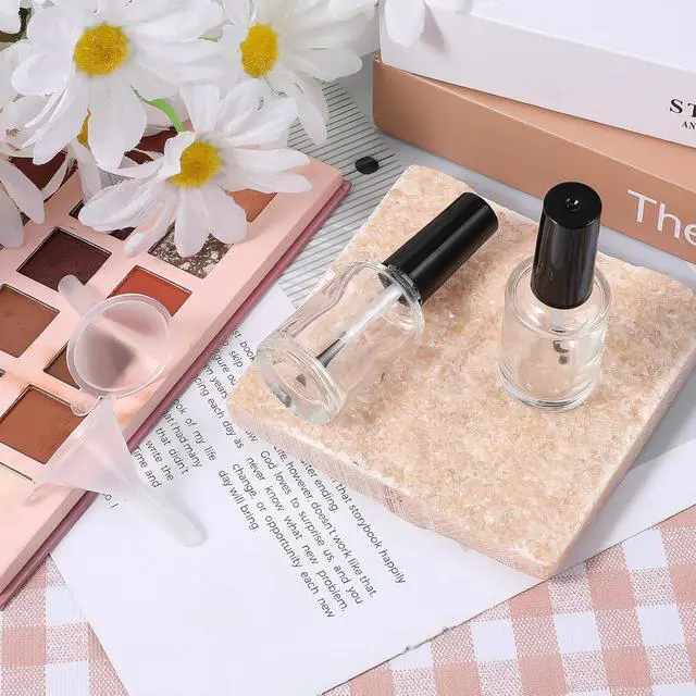 Alt view image 4 of 7 - 2 Pcs Empty Fingernail Polish Bottles Empty Nail Polish Bottles with Brush 15ML Glass Bottle with Cap Funnel Mixing Balls Clear Nail Polishes Containers for Nails Art Samples