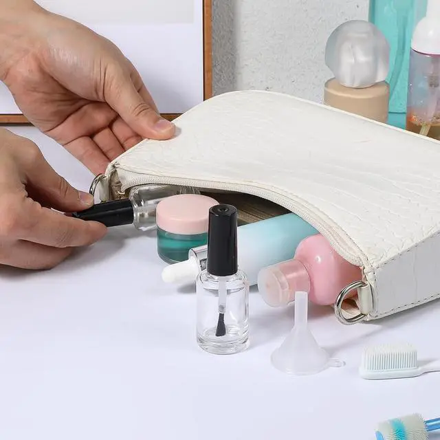 Alt view image 5 of 7 - 2 Pcs Empty Fingernail Polish Bottles Empty Nail Polish Bottles with Brush 15ML Glass Bottle with Cap Funnel Mixing Balls Clear Nail Polishes Containers for Nails Art Samples
