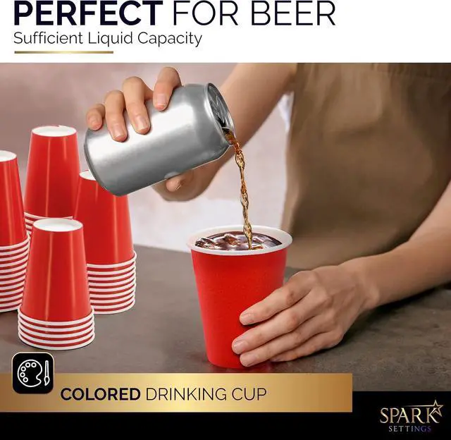 Alt view image 5 of 7 - Disposable Paper Cups, 8 oz. Red Paper Coffee Cups, Strong and Sturdy Coffee Disposable Cups for Party, Wedding, Thanksgiving Day, Christmas, Halloween Hot Cups, Pack of 20