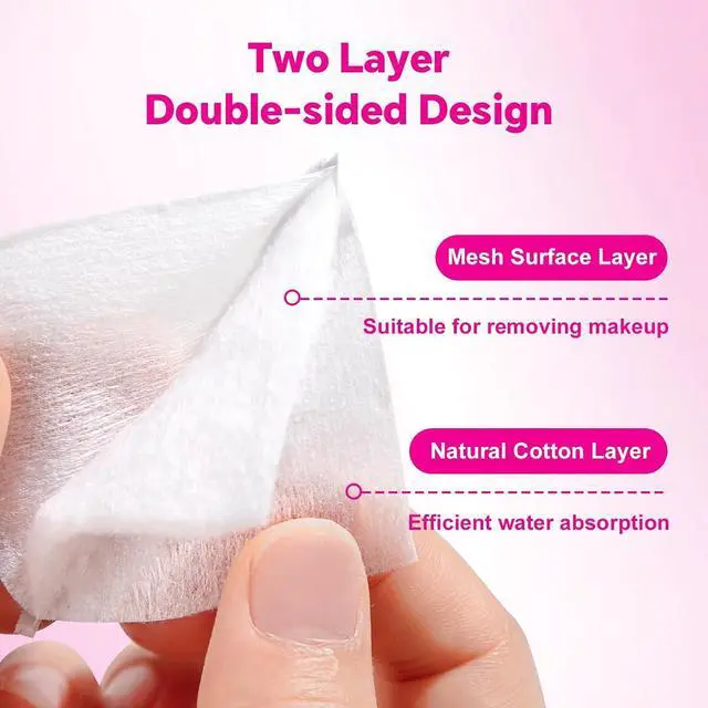 Alt view image 4 of 6 - Double Effect Square Cotton Pads (475 Count), 100% Pure Cotton Pads, Thicker & Thinner Combination for Makeup Removal/Face Cleansing (75 Thicker & 400 Thinner)