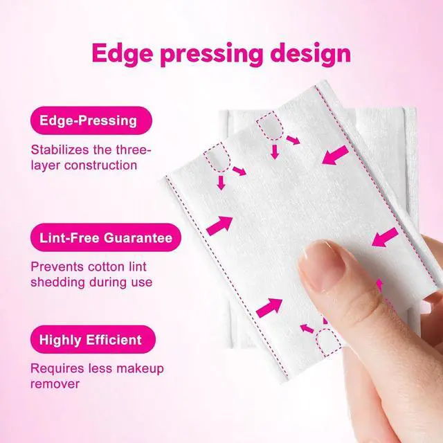 Alt view image 3 of 6 - Double Effect Square Cotton Pads (475 Count), 100% Pure Cotton Pads, Thicker & Thinner Combination for Makeup Removal/Face Cleansing (75 Thicker & 400 Thinner)
