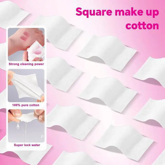 Alt view image 6 of 6 - Double Effect Square Cotton Pads (475 Count), 100% Pure Cotton Pads, Thicker & Thinner Combination for Makeup Removal/Face Cleansing (75 Thicker & 400 Thinner)
