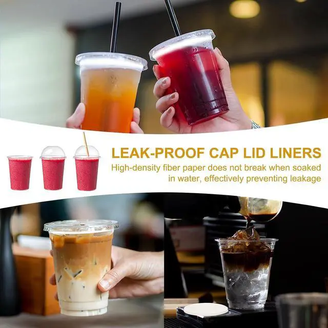 Alt view image 6 of 7 - PATIKIL 3.9" Leak-Proof Cup Cap Lid Liners Round Sealing Paper Pads 500pcs | Paper Cup Cover Sealer Film,for Drink Milk Tea Coffee Beverage,White
