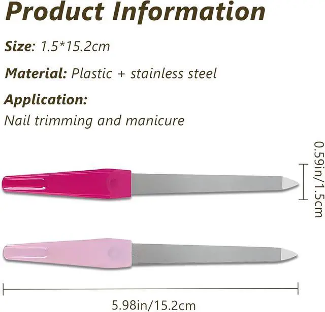 Alt view image 2 of 7 - Metal Nail File Set (12 pcs) - Stainless Steel Nail Files for Natural Nails, Sword-Shaped Fingernail Files with Non-Slip Handle, Sharp Tip, and Sapphire Grit for Women and Men