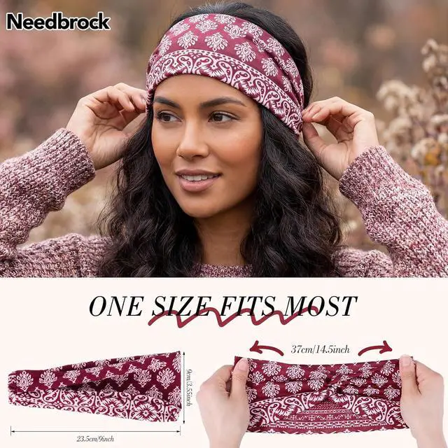 Alt view image 2 of 7 - Needbrock 8 Pcs Boho Headbands for Women Wide Cloth Knotted Hair Bands | Elastic Fashion Hair Accessory for Yoga Workout Running, Soft Non Slip Stretchy Fabric Head Wrap Back To School Teacher Gift