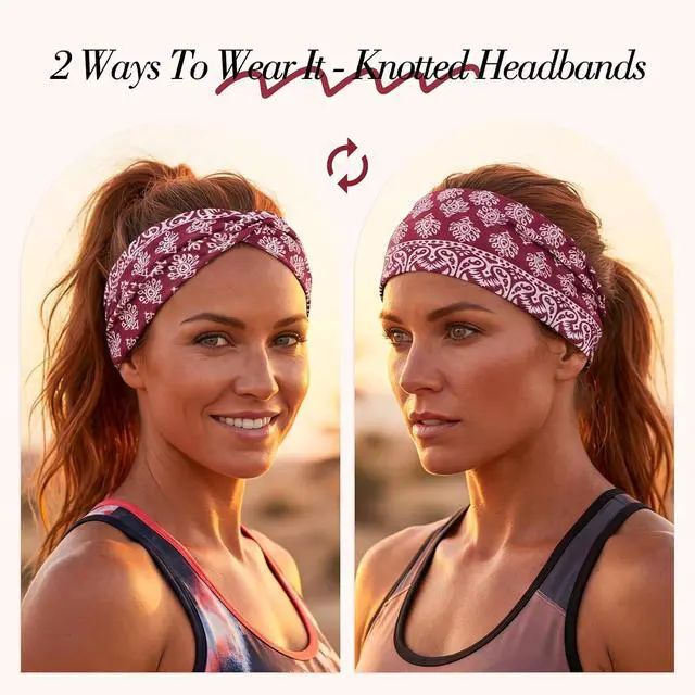 Alt view image 3 of 7 - Needbrock 8 Pcs Boho Headbands for Women Wide Cloth Knotted Hair Bands | Elastic Fashion Hair Accessory for Yoga Workout Running, Soft Non Slip Stretchy Fabric Head Wrap Back To School Teacher Gift