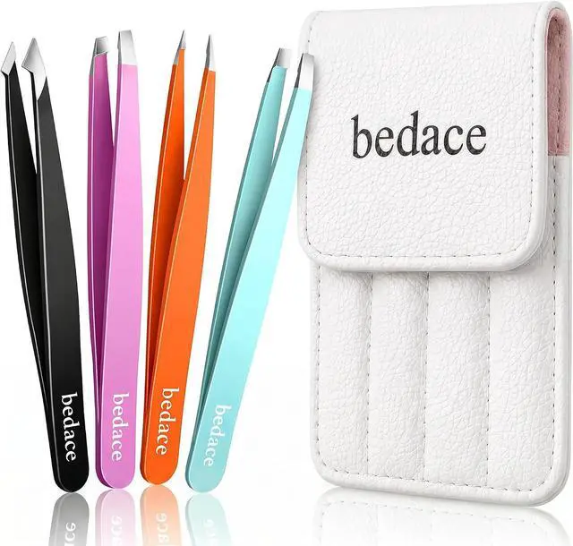 Main image of BEDACE Tweezers for Women and Men Facial Hair,Thickened 430 Stainless Steel High Precision and Comfort Slant point Flat Hook tweezer for Eyebrows Ingrown Hair