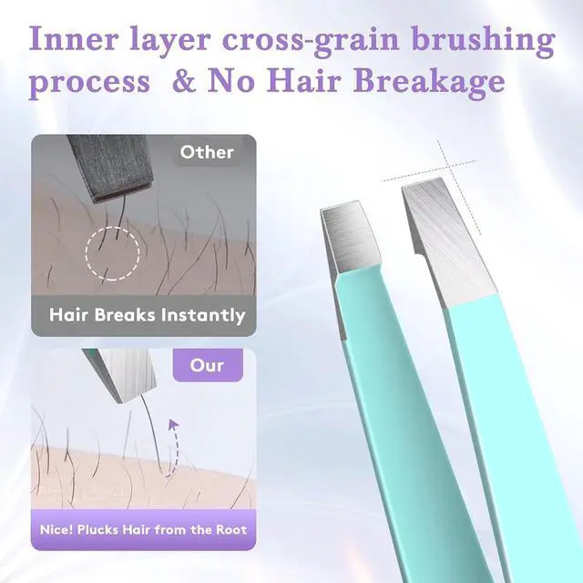 Alt view image 3 of 7 - BEDACE Tweezers for Women and Men Facial Hair,Thickened 430 Stainless Steel High Precision and Comfort Slant point Flat Hook tweezer for Eyebrows Ingrown Hair