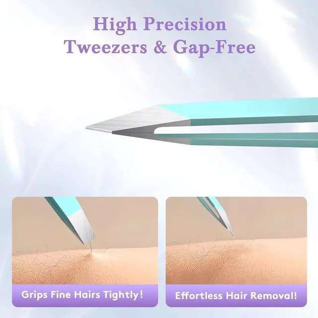Alt view image 4 of 7 - BEDACE Tweezers for Women and Men Facial Hair,Thickened 430 Stainless Steel High Precision and Comfort Slant point Flat Hook tweezer for Eyebrows Ingrown Hair