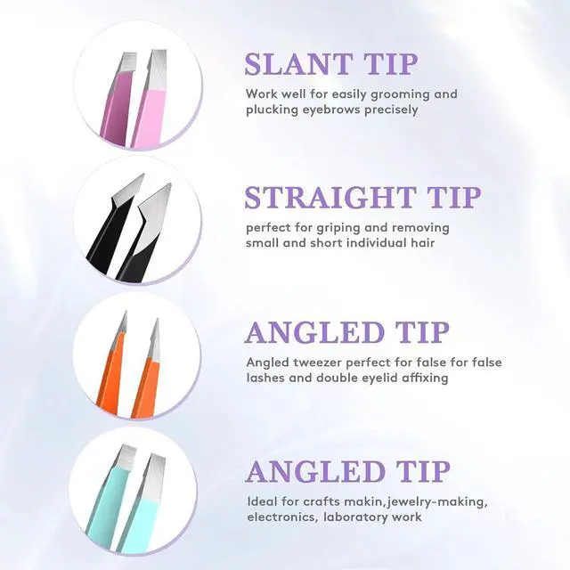 Alt view image 7 of 7 - BEDACE Tweezers for Women and Men Facial Hair,Thickened 430 Stainless Steel High Precision and Comfort Slant point Flat Hook tweezer for Eyebrows Ingrown Hair