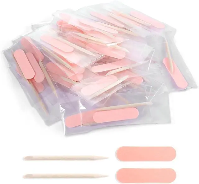 Main image of 40 Pack Mini Nail File Disposable Manicure Kit Individually Package with Wooden Cuticle Pusher Sticks Press on Nail Art Tool Prep Kit Pedicure Cleaner Tools for Home