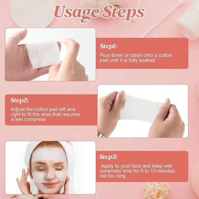 Alt view image 6 of 7 - Stretchable Wet Compress Cotton Pads, 100 Count (Pack of 1) Ultra Thin Cotton Pads for Face, Nature Plant Fiber High Efficiency Wet Compress, Soft & Non-Irritating