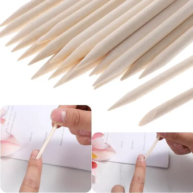 Alt view image 5 of 7 - 40 Pack Mini Nail File Disposable Manicure Kit Individually Package with Wooden Cuticle Pusher Sticks Press on Nail Art Tool Prep Kit Pedicure Cleaner Tools for Home