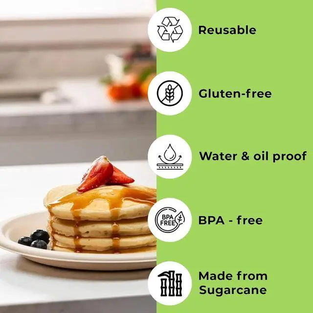 Alt view image 2 of 7 - 6-Inch Compostable Paper Plates 100 Count Heavy-Duty Natural Dessert Plates Biodegradable Eco-Friendly Plates for Parties and Everyday Use