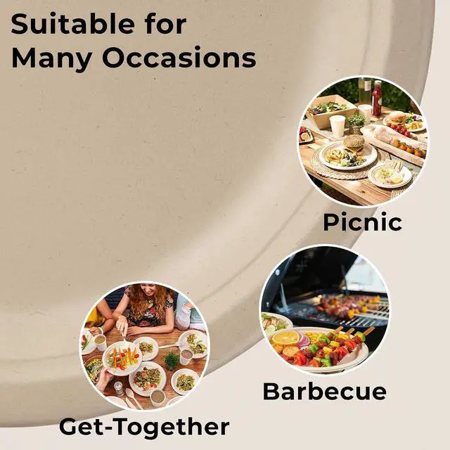 Alt view image 3 of 7 - 6-Inch Compostable Paper Plates 100 Count Heavy-Duty Natural Dessert Plates Biodegradable Eco-Friendly Plates for Parties and Everyday Use