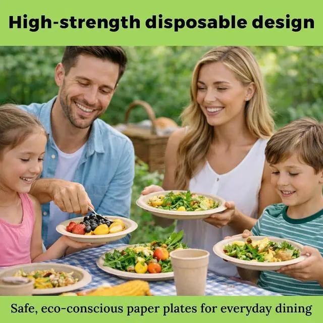 Alt view image 4 of 7 - 6-Inch Compostable Paper Plates 100 Count Heavy-Duty Natural Dessert Plates Biodegradable Eco-Friendly Plates for Parties and Everyday Use