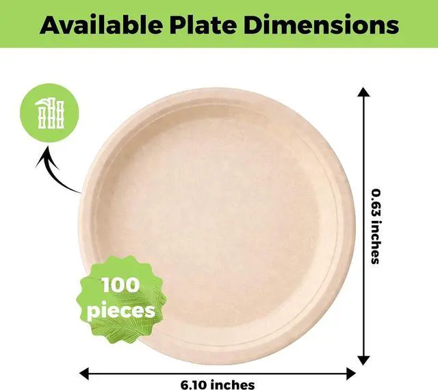Alt view image 5 of 7 - 6-Inch Compostable Paper Plates 100 Count Heavy-Duty Natural Dessert Plates Biodegradable Eco-Friendly Plates for Parties and Everyday Use