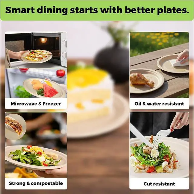 Alt view image 7 of 7 - 6-Inch Compostable Paper Plates 100 Count Heavy-Duty Natural Dessert Plates Biodegradable Eco-Friendly Plates for Parties and Everyday Use
