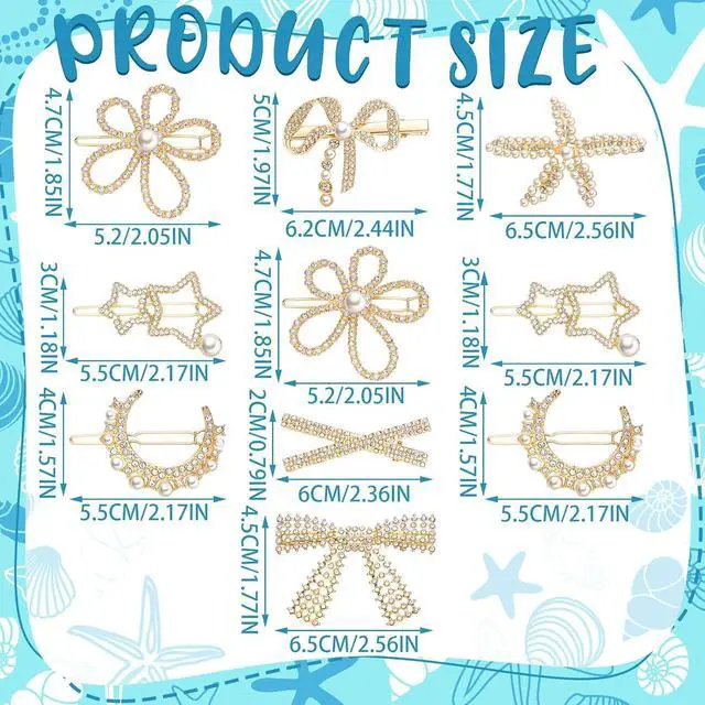Alt view image 3 of 7 - XunYee 10 Pcs Decorative Hair Clips for Women Rhinestone Bobby Pins Butterfly Flower Hair Clip Handmade Metal Barrettes Glitter Crystal Hairpin Jewelry Accessory for Wedding (Elegant Style)