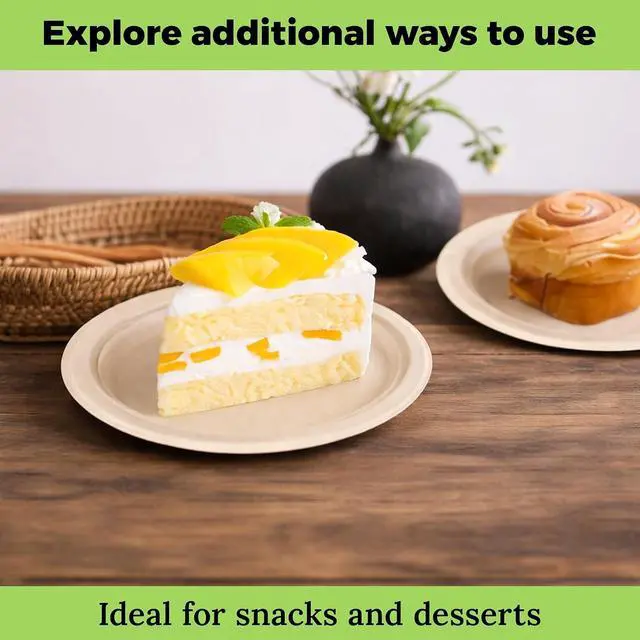 Alt view image 6 of 7 - 6-Inch Compostable Paper Plates 100 Count Heavy-Duty Natural Dessert Plates Biodegradable Eco-Friendly Plates for Parties and Everyday Use