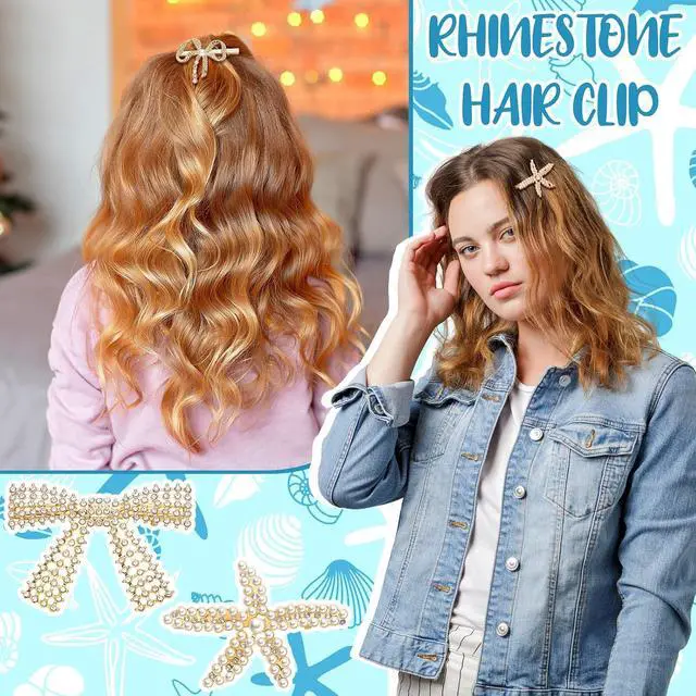 Alt view image 6 of 7 - XunYee 10 Pcs Decorative Hair Clips for Women Rhinestone Bobby Pins Butterfly Flower Hair Clip Handmade Metal Barrettes Glitter Crystal Hairpin Jewelry Accessory for Wedding (Elegant Style)