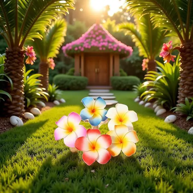 Alt view image 5 of 7 - 10Pcs Multicolor Hawaii Plumeria Flowers Clips Hawaiian Flower Hair Barrettes Beach Party Hair Clips Artificial Tropical Flowers Hairpins for Beauty and Personal Care Wedding 7cmClip and Barrettes