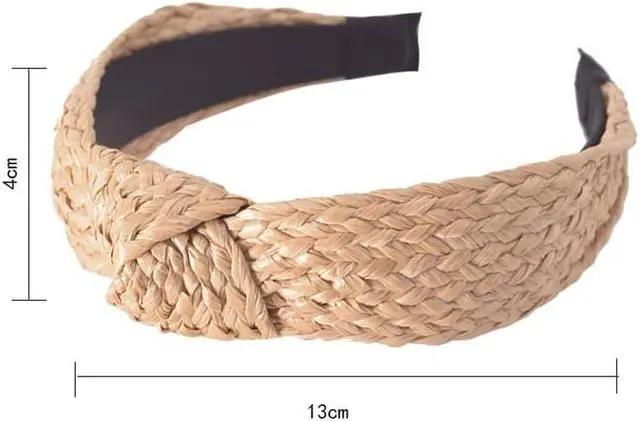 Alt view image 2 of 4 - ZAHSY Straw Knotted Headband Head Band Summer Wide Headbands for Women Headwear Twist Knot Hairbands Raffia Rattan Headband for Girls Holiday Hair Accessories