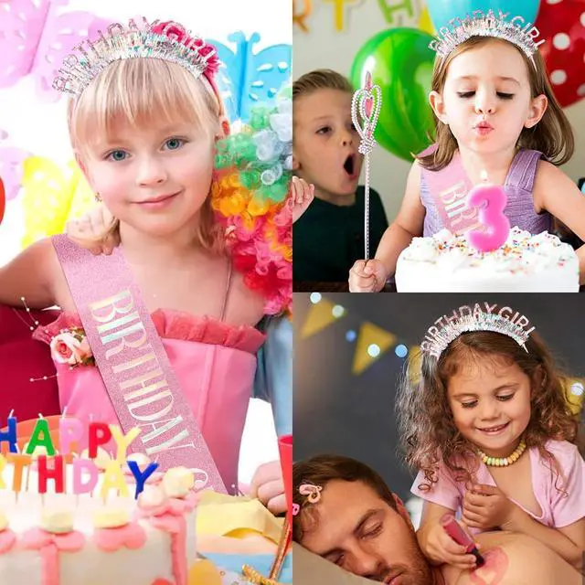 Alt view image 5 of 7 - COCIDE Birthday Girl Headband & Sash - Birthday Crown for Women & Girls Pink Glitter Letter Tiara Birth Day Decorations Accessories Gift for Her (A1 Pink)