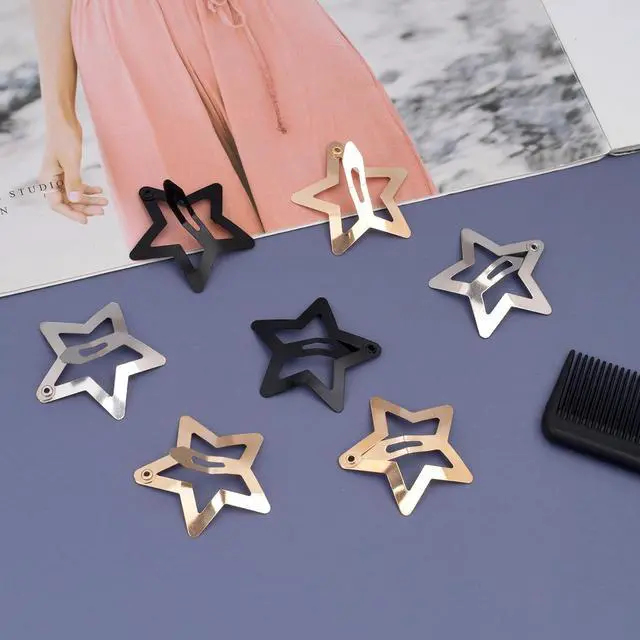 Alt view image 7 of 7 - Joez Wonderful 21 Pcs Star Hair Clips, 1.18"/3cm Metal Snap Hair Clips, Cute Star Clips Hair Barrettes, Non-Slip Fashion Hair Accessories for Women (3 Colors)